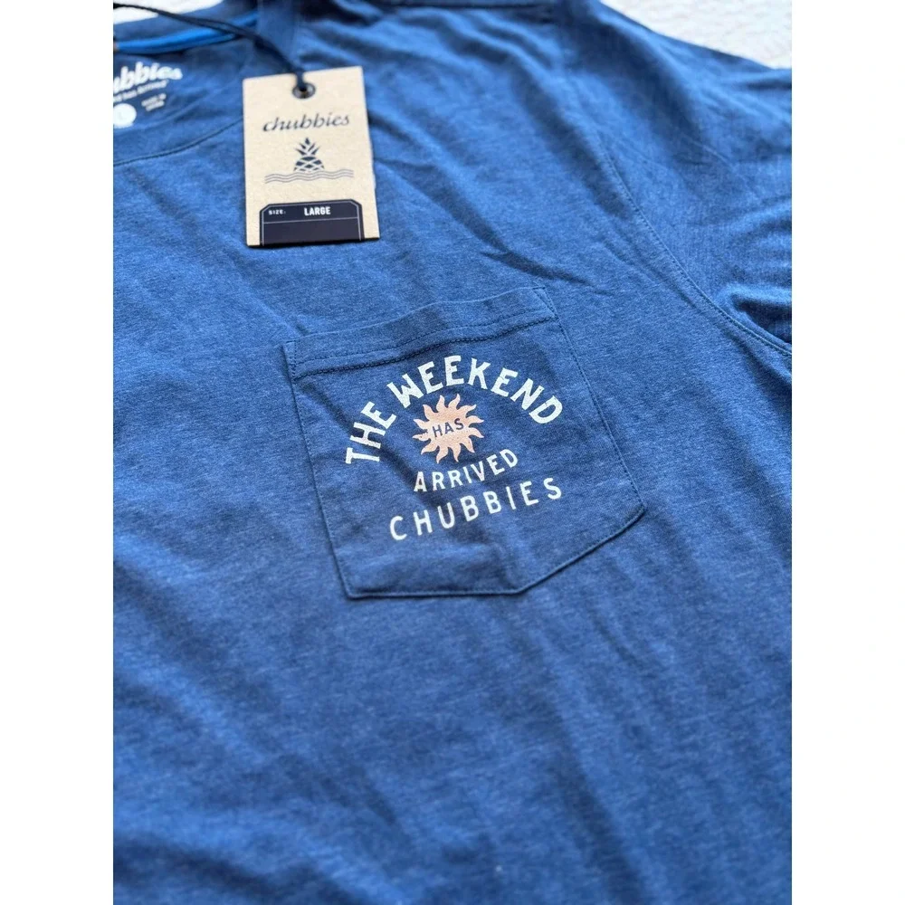 Chubbies Mens The Weekend Has‎ Arrived Pocket T-Shirt Heather Blue Large
